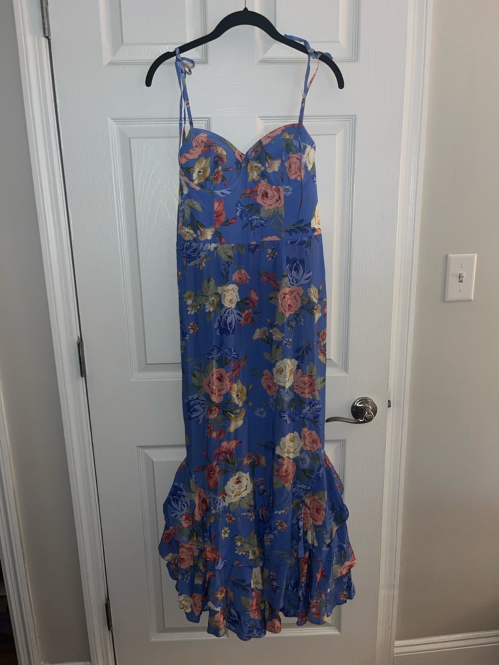 Yumi Kim Blue Floral Tie-Shoulder Maxi Dress